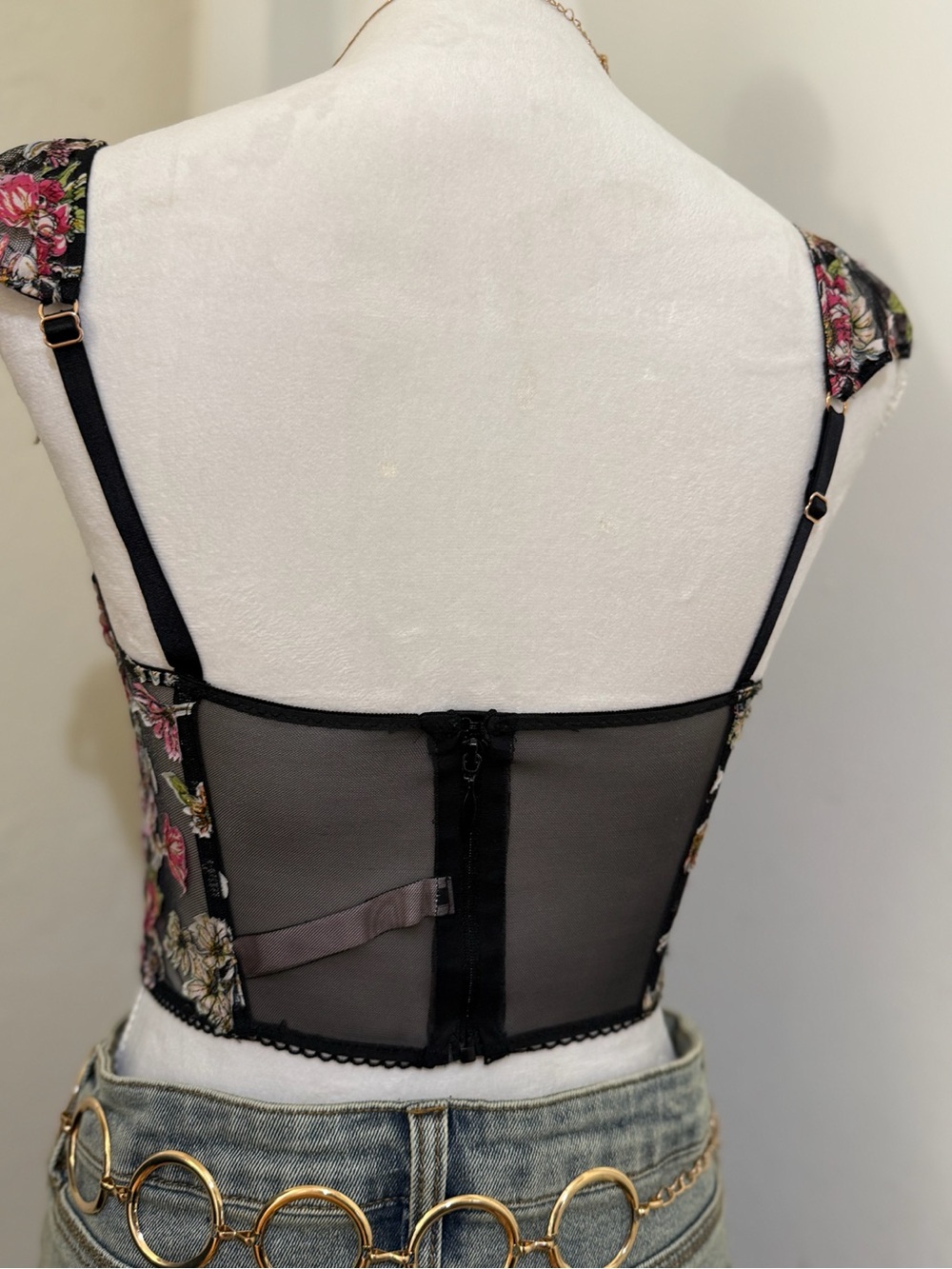 Victoria’s Secret Dream Angels Floral Mesh Lace Corset Bustier Top 32D - Picture 4 of 6